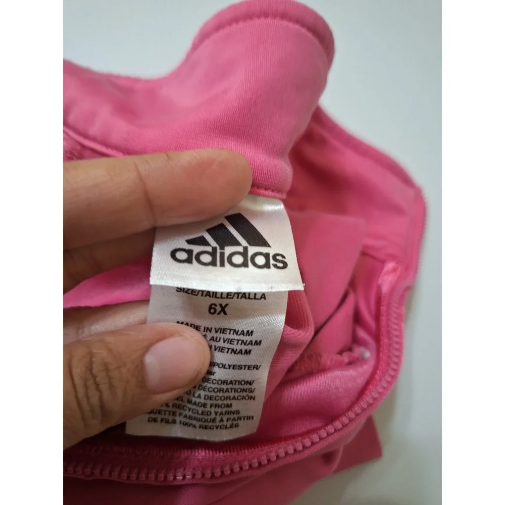 Adidas Kids Athletic‎ Track Jacket Pink Size 6X Full Zip Logo 3 Stripes